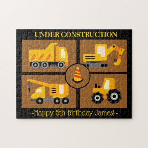Construction Trucks Birthday Gift Customized Jigsaw Puzzle