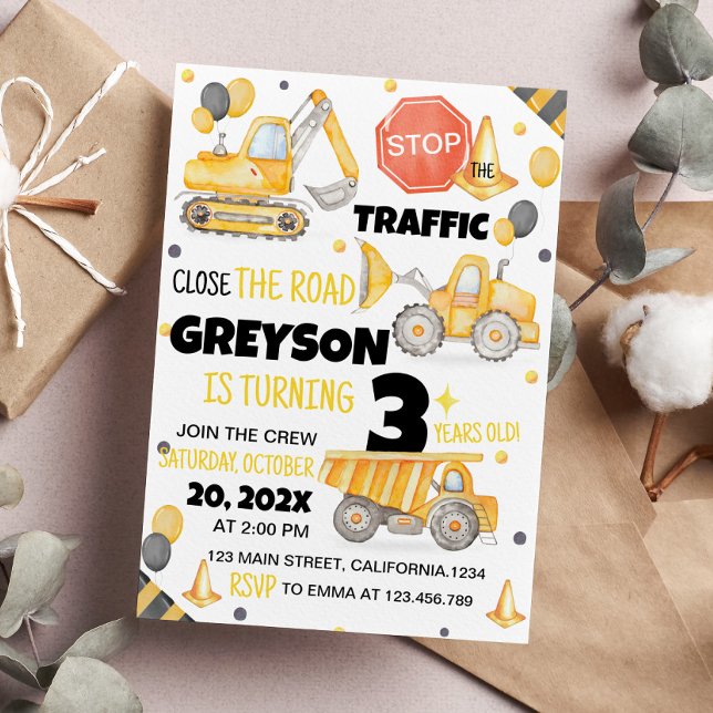 Construction Trucks Birthday Invitation (Creator Uploaded)