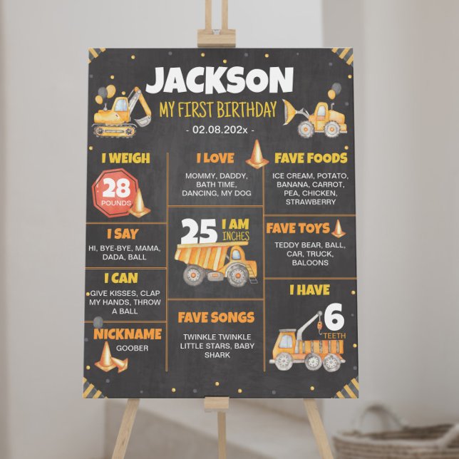 Construction Trucks Birthday Milestone Sign (Creator Uploaded)