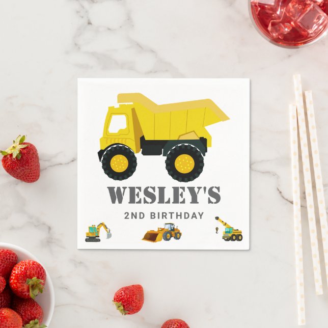 Construction Trucks Birthday Napkins (Insitu)