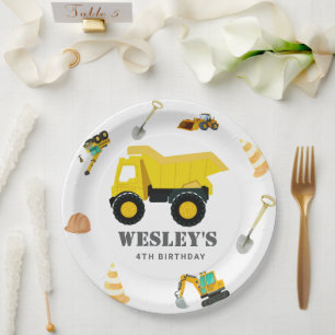 Construction Trucks Birthday Paper Plates