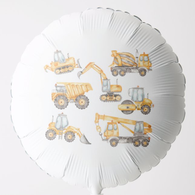 Construction Trucks Birthday Party Balloon (Front)