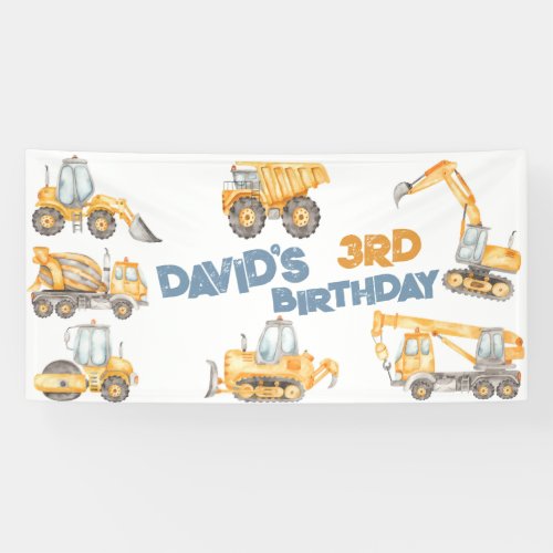 Construction Trucks Birthday Party Banner
