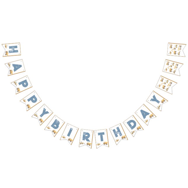 Construction Trucks Birthday Party Bunting Flags (All)