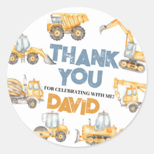 Construction Trucks Birthday Party Classic Round Sticker