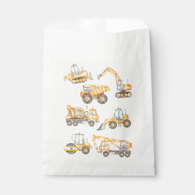 Construction Trucks Birthday Party  Favor Bag (Front)