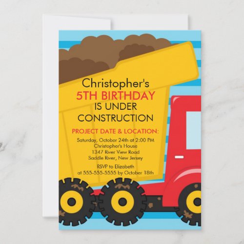 Construction trucks Birthday Party for boys Personalized Announcement