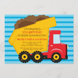 Construction trucks Birthday Party for boys Invitation