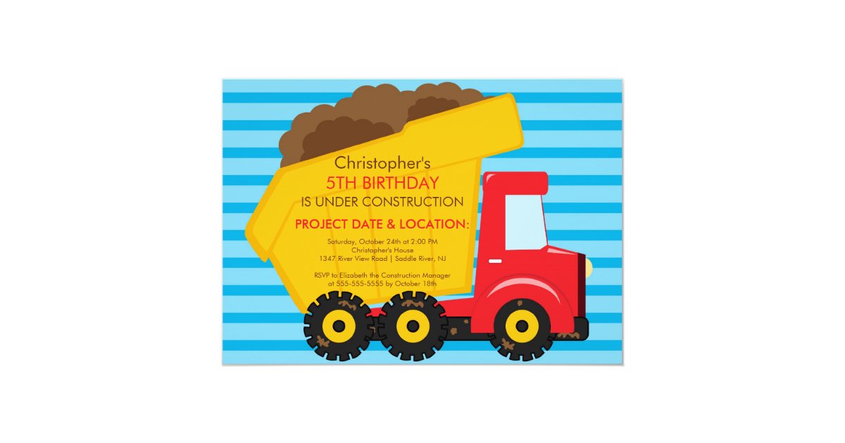 Construction trucks Birthday Party for boys Invitation | Zazzle.com