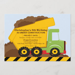 Construction trucks Birthday Party for boys Invitation