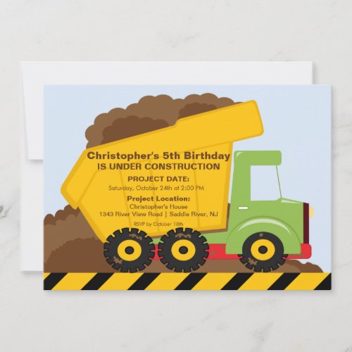 Construction trucks Birthday Party for boys Personalized Announcements