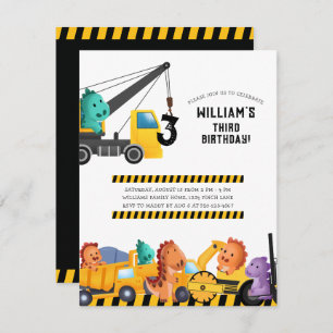 Construction Trucks Birthday Party Invitation