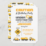 Construction Trucks Birthday Party Invitation at Zazzle