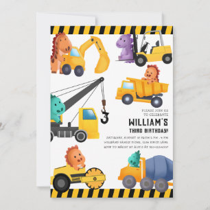 Construction Trucks Birthday Party Invitation