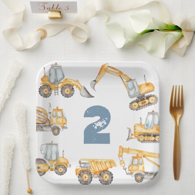 Construction Trucks Birthday Party Paper Plates (Wedding)