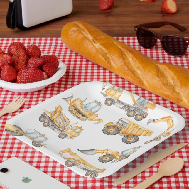 Construction Trucks Birthday Party Paper Plates (Picnic)