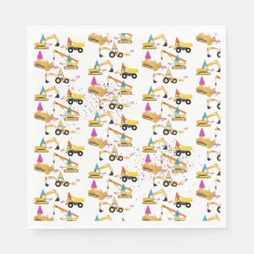 Construction Trucks Birthday Party Pattern  Napkins