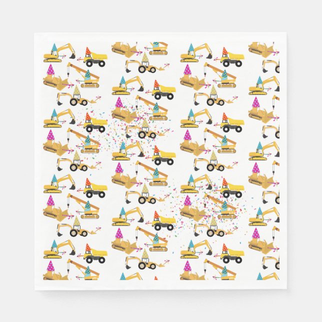 Construction Trucks Birthday Party Pattern  Napkins (Front)