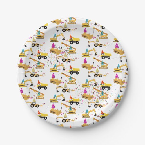 Construction Trucks Birthday Party Pattern  Paper Plates