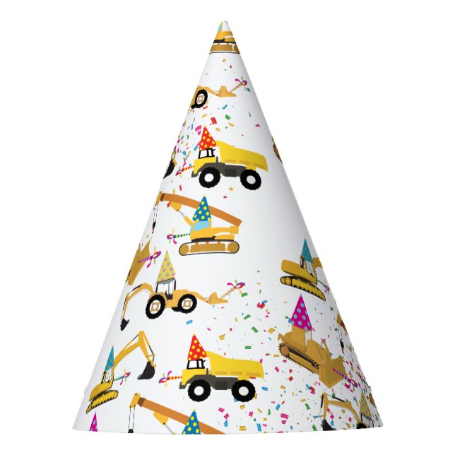 Construction Trucks Birthday Party Pattern  Party Hat (Front)