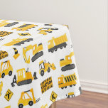 Construction Trucks Birthday Party Pattern White Tablecloth at Zazzle