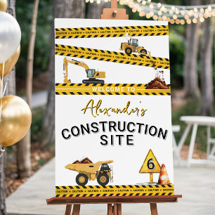 Construction Trucks Birthday Party Welcome Sign