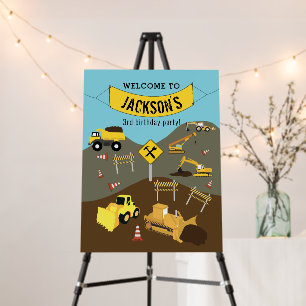 Construction Trucks Birthday Theme Welcome Sign