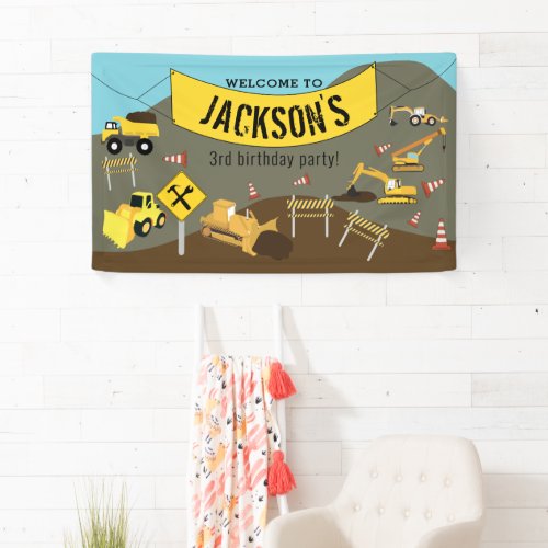 Construction Trucks Birthday Theme Welcome Sign