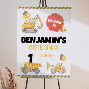 Construction Trucks Birthday Welcome Sign