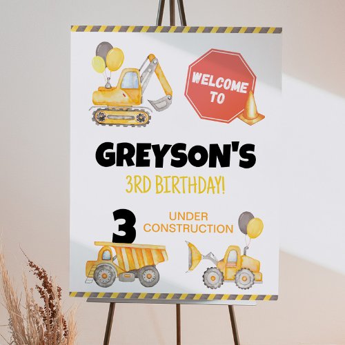 Construction Trucks Birthday Welcome Sign