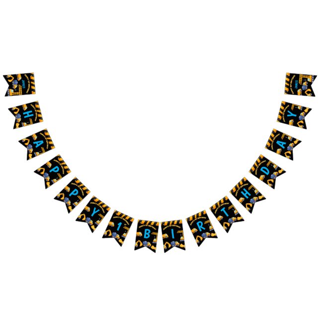 Construction trucks boys birthday party banner (All)