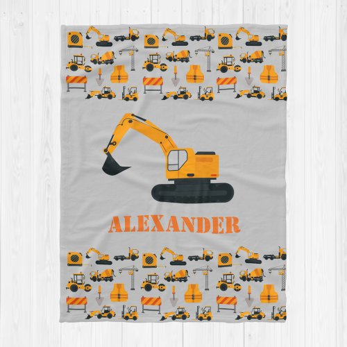 Construction Trucks Boys Personalized Blanket