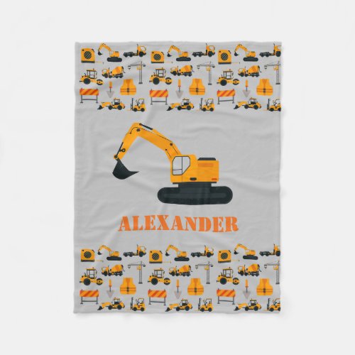 Construction Trucks Boys Personalized Blanket