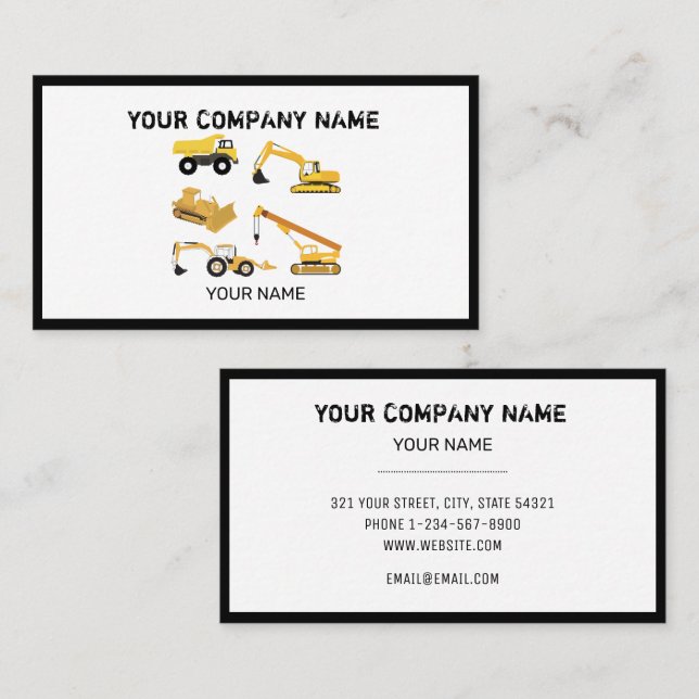 Construction Trucks Business Card (Front/Back)