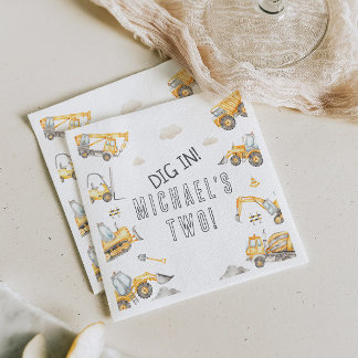 Construction Trucks "Dig In" Party Napkins