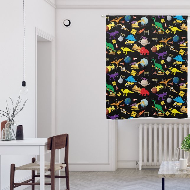 Construction Trucks Dinosaurs Boys Nursery Bedroom Blackout Curtains (Living Room)