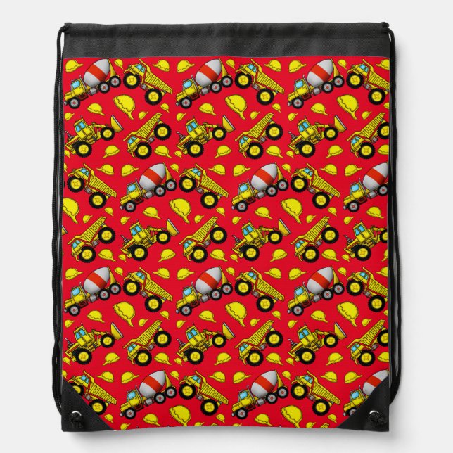 Construction Trucks Drawstring Backpack (Front)