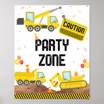 Construction Trucks Dump Truck Digger Birthday Poster