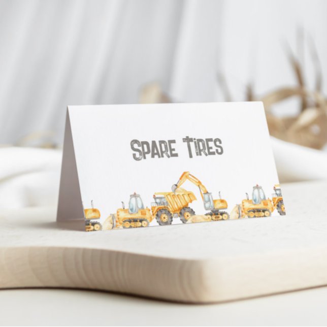 Construction Trucks Folded Food Label Card  (Creator Uploaded)