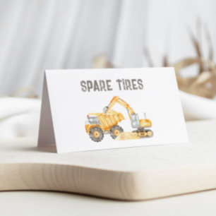 Construction Trucks Food Labels Place Card
