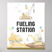 Construction Trucks Fueling Station Birthday Sign