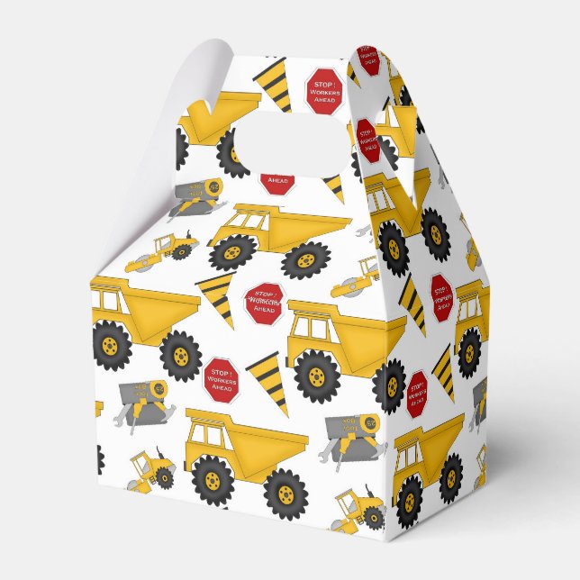 Construction Trucks, Gift Box, Gable Favor Boxes (Back Side)