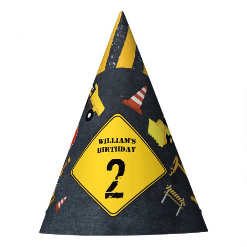 Construction Trucks Heavy Machinery Birthday Boy Party Hat