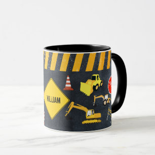 Construction Trucks Heavy Machinery Boy Name Mug