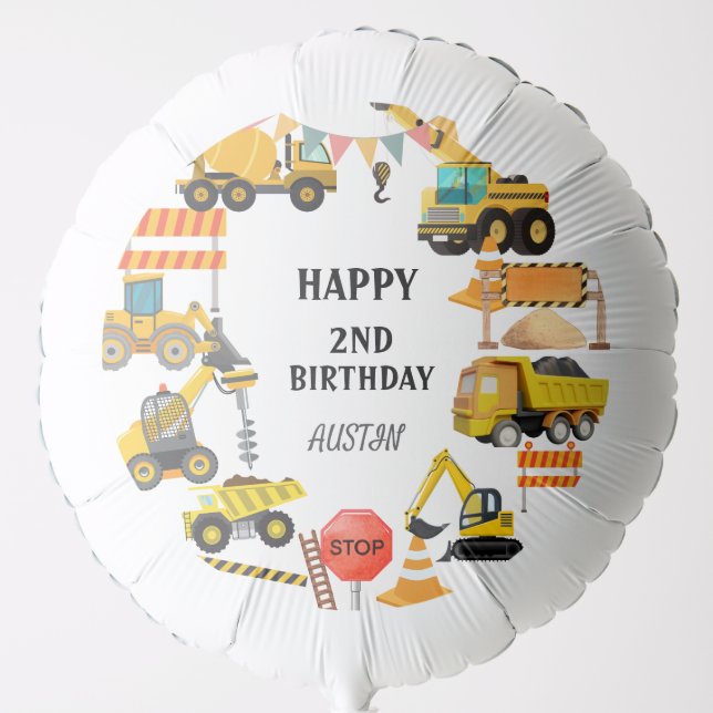Construction Trucks |  Kids Birthday Party   Balloon (Front)