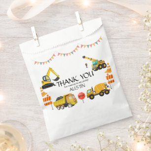 Construction Trucks Kids Birthday Party Favor Bag