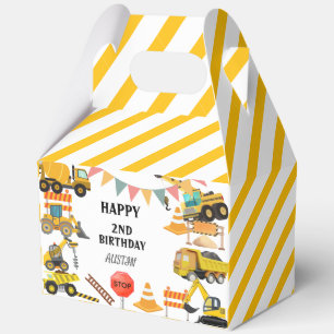 Construction Trucks Kids Birthday Party Favor Boxes