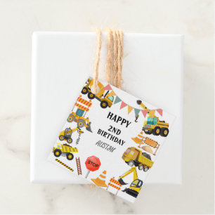 Construction Trucks    Kids Birthday Party   Favor Tags