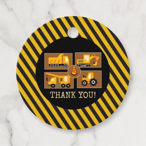 Construction Trucks  Kids Birthday Party  Favor Tags