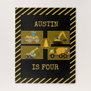 Construction Trucks Kids Birthday Party Jigsaw Puzzle